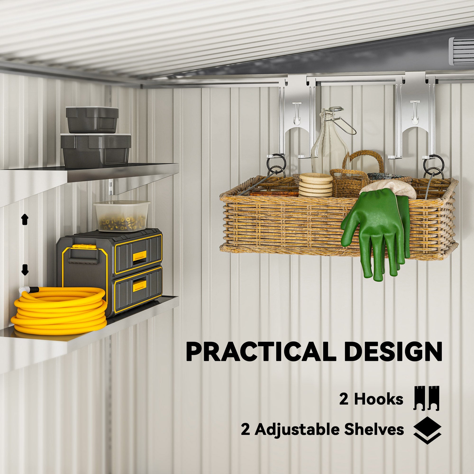 7 x 5ft Galvanised Metal Shed, with Sliding Door Outsunny