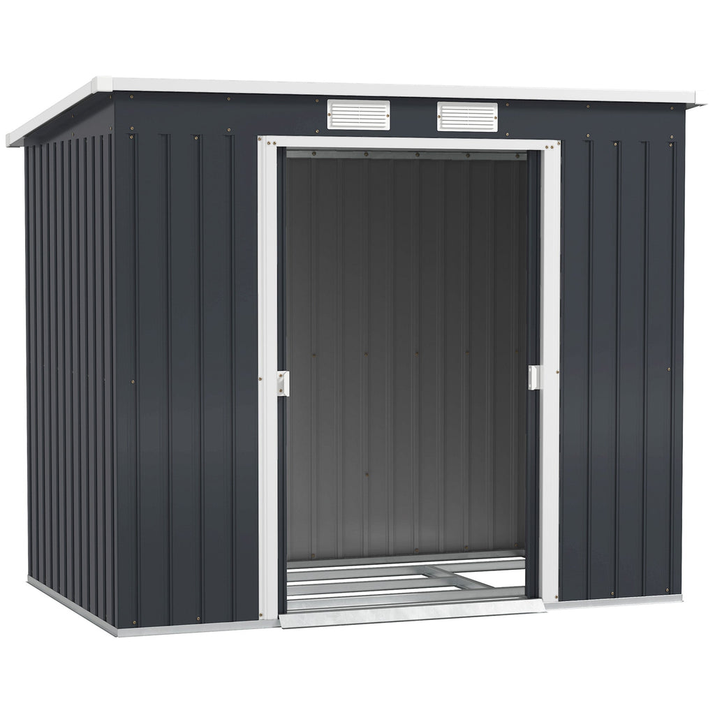 7 x 4ft Galvanised Steel Garden Shed, with Foundation Kit Outsunny