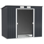 7 x 4ft Galvanised Steel Garden Shed, with Foundation Kit Outsunny