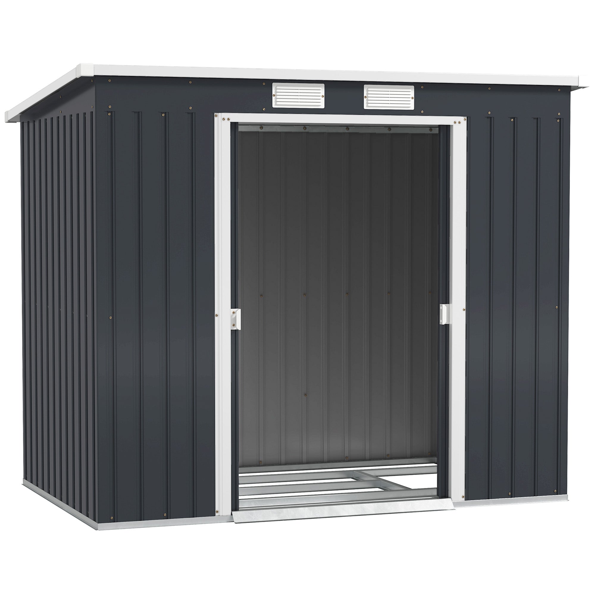 7 x 4ft Galvanised Steel Garden Shed, with Foundation Kit Outsunny