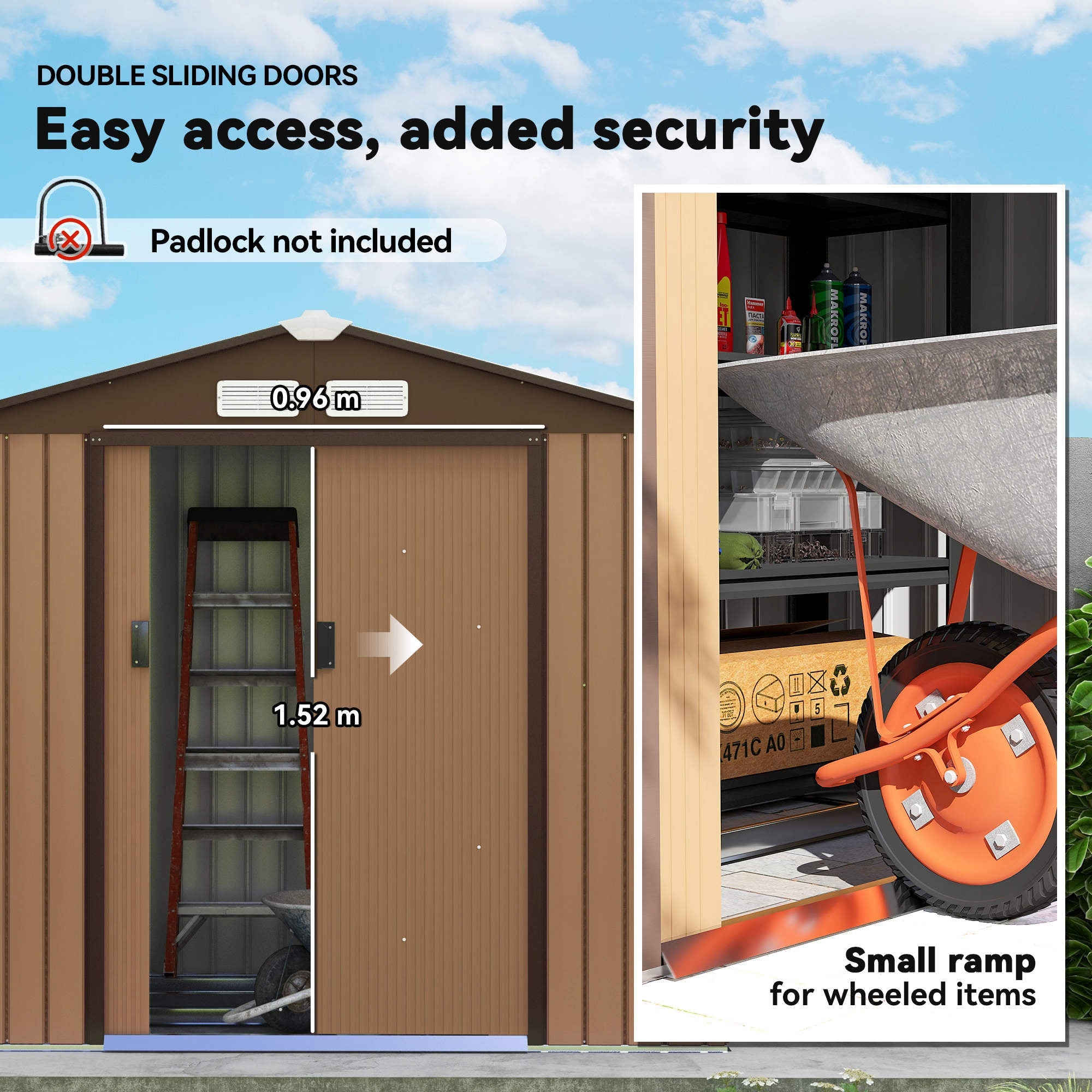 7 x 4ft Lockable Metal Garden Tool Storage Shed, Outdoor Storage Shed with Foundation and vents Outsunny