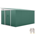 Garden Metal Storage Shed Outdoor Metal Tool House with Double Sliding Doors and 2 Air Vents, 11.3x9.2ft Outsunny