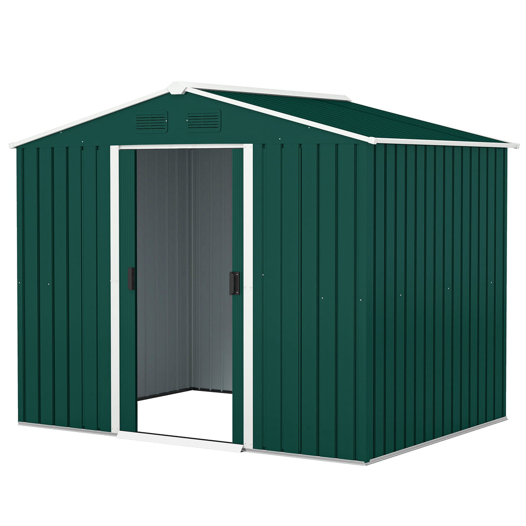 Large Garden Storage Shed, 7.7 x 5.7 with Ventilation Slots and Sliding Doors for Gardeners Outsunny