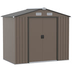 7 x 4ft Metal Garden Shed, Outdoor Storage Tool House with Ventilation Slots, Foundation Kit and Lockable Double Doors Outsunny