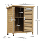 Garden Shed Wooden Garden Storage Shed 2 Door Unit Solid Fir Wood Garage Tool Organisation Cabinet, 87L x 46.5W x 96.5Hcm, Natural Outsunny