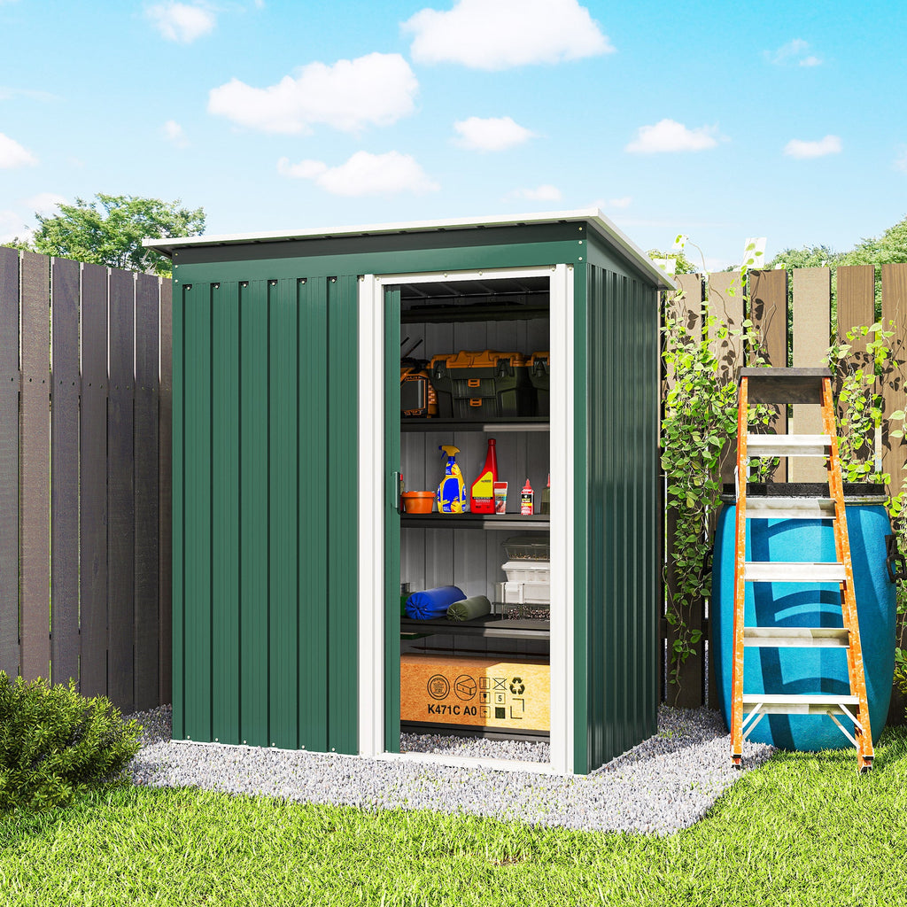 5 x 3ft Garden Storage Shed with Sliding Door and Sloped Roof Outdoor Equipment Tool Outsunny