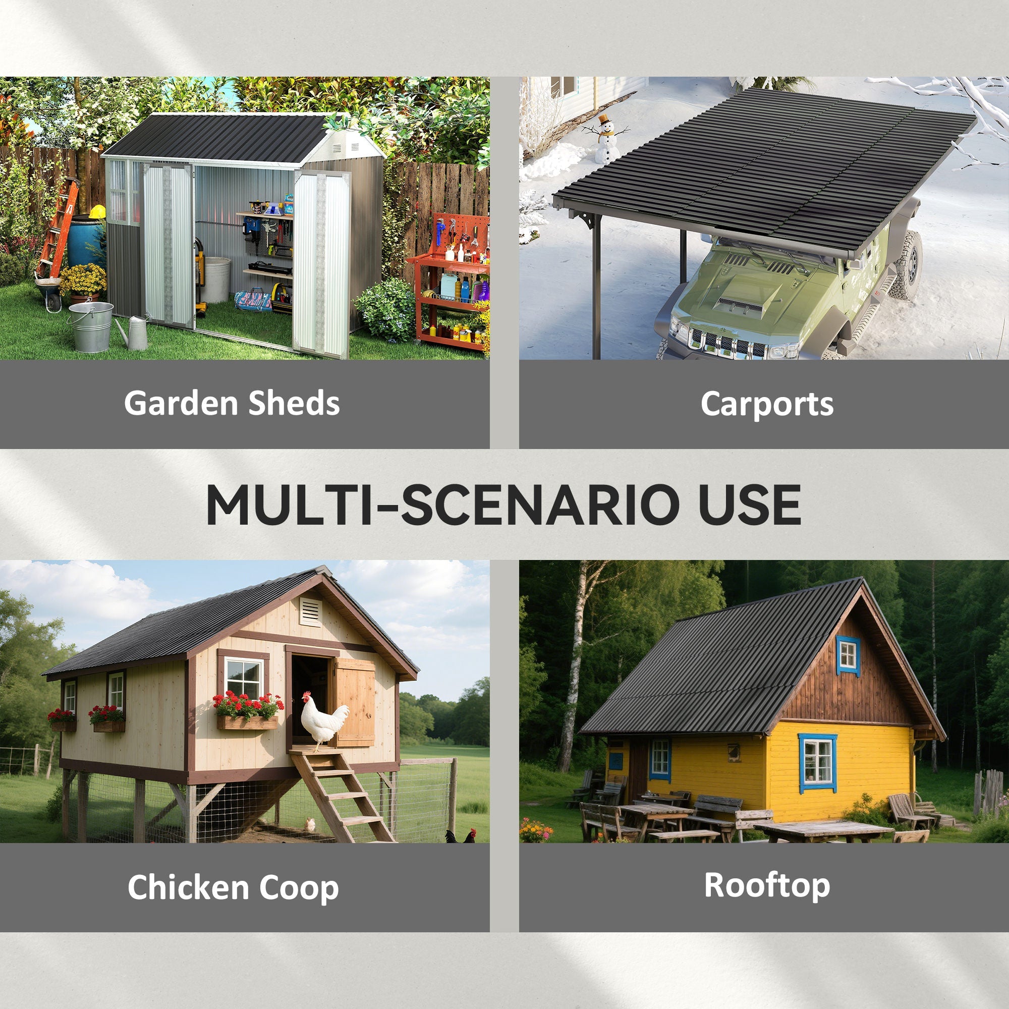 Set of 12 Corrugated Steel Roof Sheet Panels Outsunny