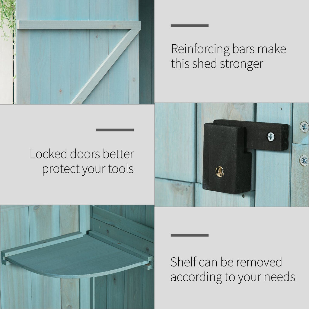 Garden Shed Vertical Utility 3 Shelves Shed Wood Outdoor Garden Tool Storage Unit Storage Cabinet, 77 x 54.2 x 179cm Outsunny