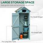 Garden Shed Vertical Utility 3 Shelves Shed Wood Outdoor Garden Tool Storage Unit Storage Cabinet, 77 x 54.2 x 179cm Outsunny