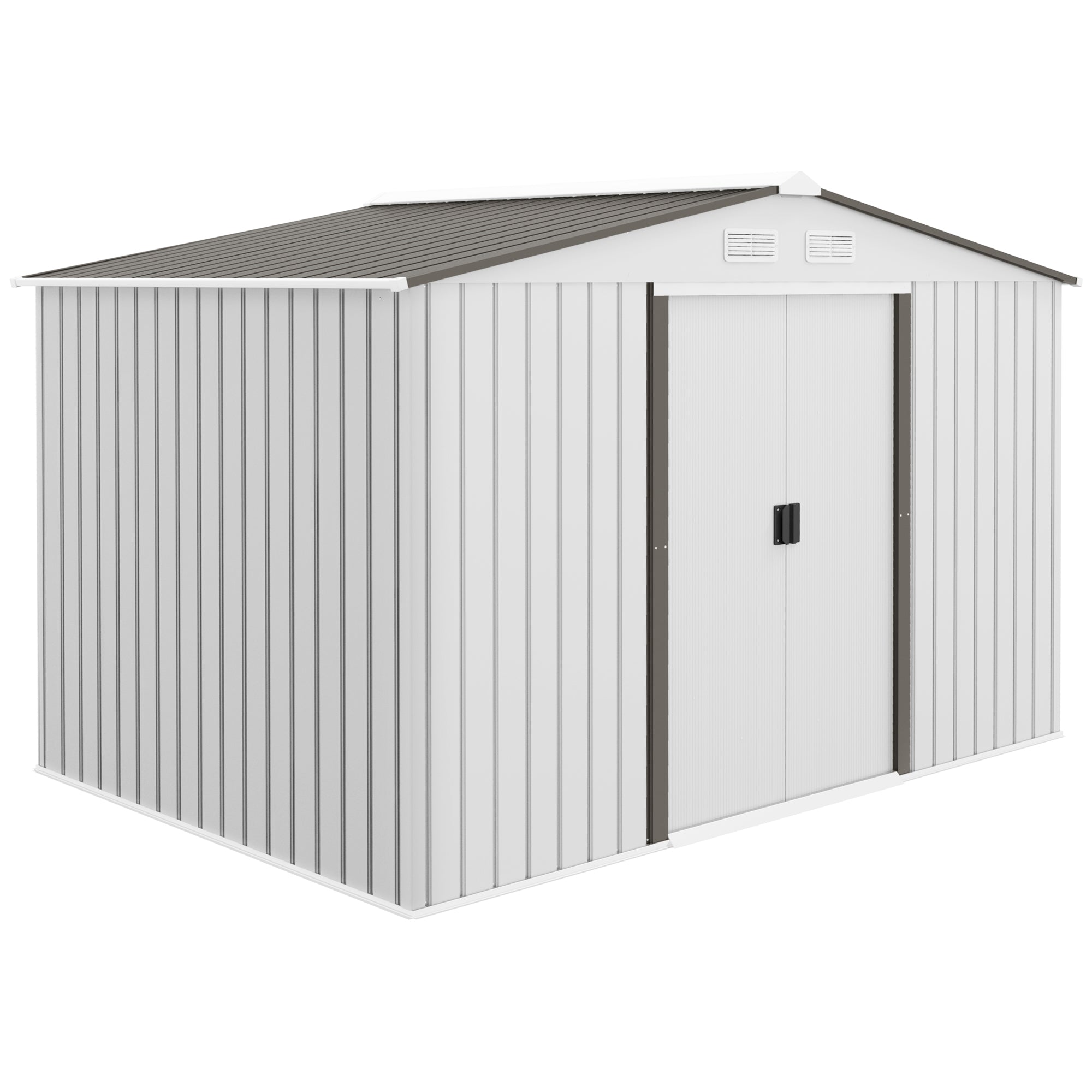 Metal Bike Shed, Mobility Scooter Shed House with Foundation Kit, Ventilation, Doors, 9 x 6FT, Silver Outsunny