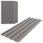 Set of 12 Corrugated Steel Roof Sheet Panels Wood Effect Outsunny