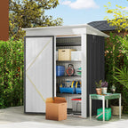 Metal Garden Shed, Outdoor Lean-to Shed for Tool Motor Bike, with Adjustable Shelf, Lock, Gloves, 5'x3'x6' Outsunny