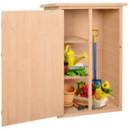 Wooden Small Shed, Garden Storage Shed with Shelves and Bolt Latch, 75L x 56W x115H cm, Natural Outsunny