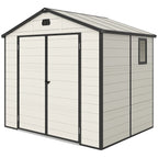 7.9ft x 6.2ft Aluminium Frame and Plastic Wall Shed, with Foundation - Cream White Outsunny