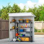 Metal Garden Shed, Outdoor Lean-to Shed for Tool Motor Bike, with Adjustable Shelf, Lock, Gloves, 5'x3'x6' Outsunny