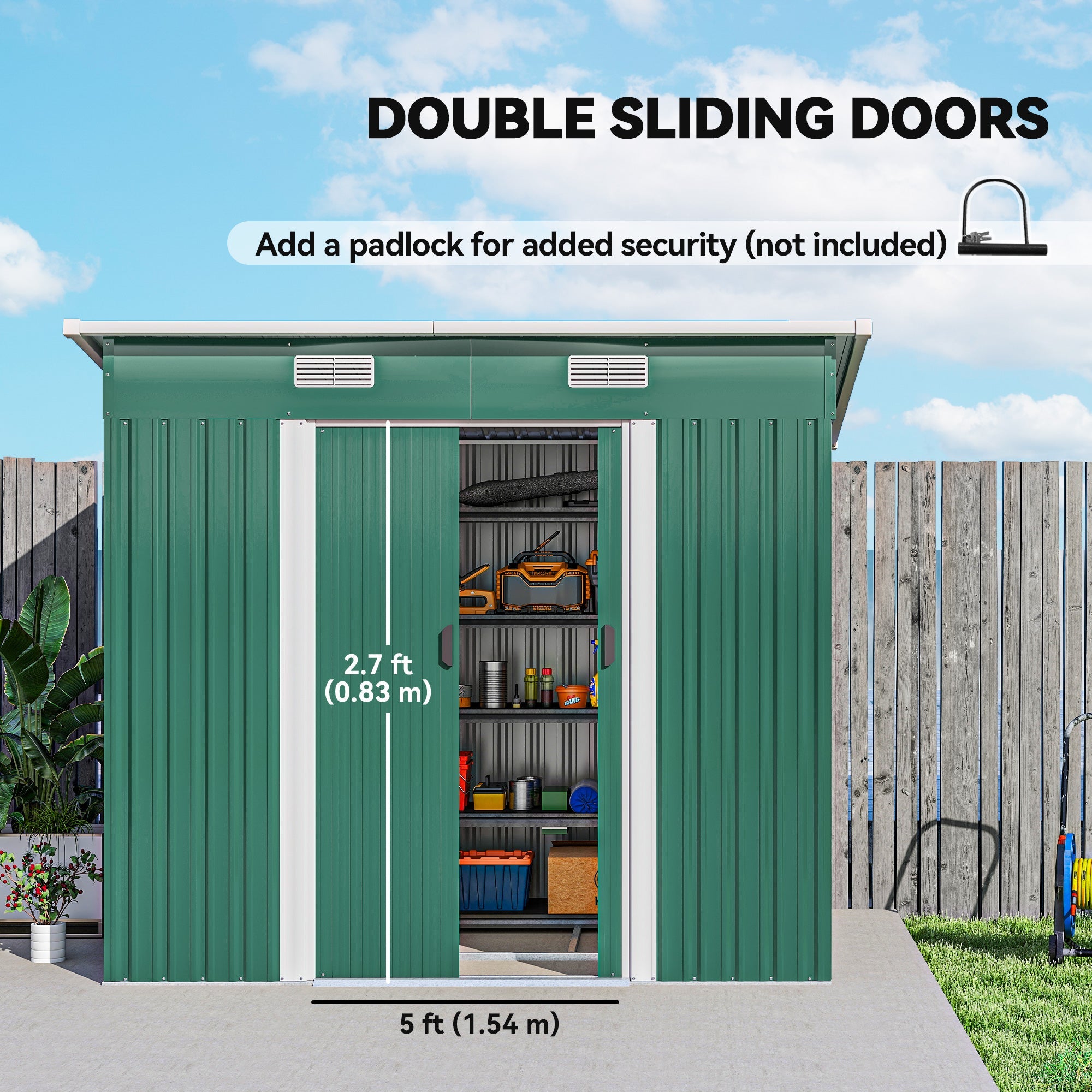7 x 4ft Outdoor Storage Shed with Foundation Kit, Lean to Metal Garden Shed for Log, Rubbish Bin, Tool, Lawnmower, Bike, Patio and Lawn Use Outsunny