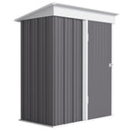 Metal Garden Shed, Outdoor Lean-to Shed for Tool Motor Bike, with Adjustable Shelf, Lock, Gloves, 5'x3'x6' Outsunny