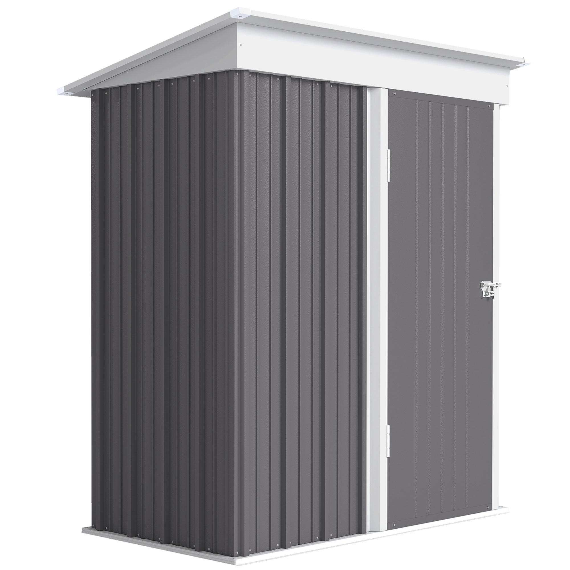 Metal Garden Shed, Outdoor Lean-to Shed for Tool Motor Bike, with Adjustable Shelf, Lock, Gloves, 5'x3'x6' Outsunny