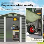7 x 4ft Garden Shed, Easy to Assemble, Upgraded Galvanised Steel Frame with Foundation Kit, Double Doors with Lock, Outdoor Metal Shed with Vents and Gloves, Garden Storage Shed Outsunny