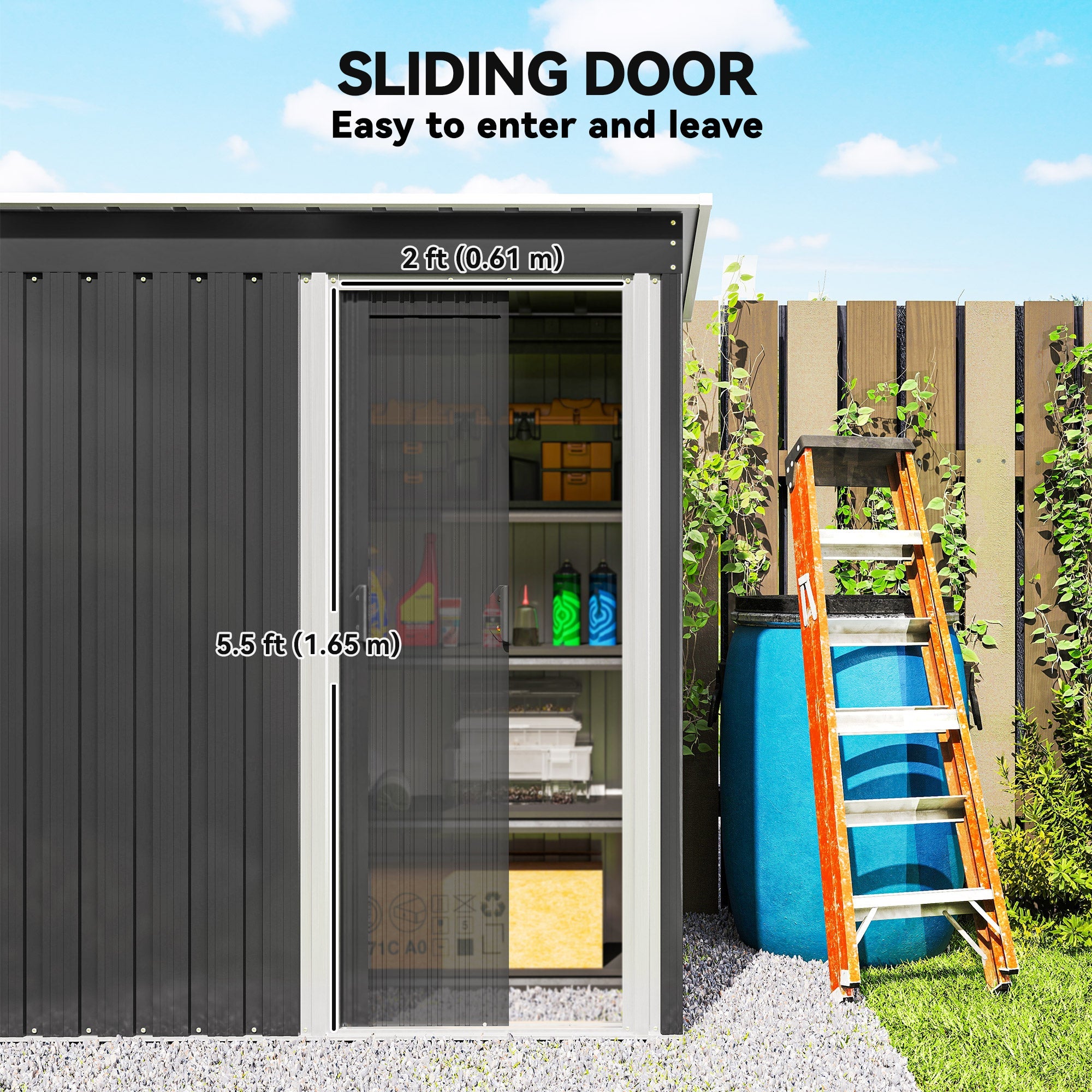 5 x 3ft Garden Storage Shed with Sliding Door and Sloped Roof Outdoor Equipment Tool Outsunny