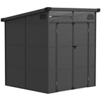 6 x 6ft Outdoor Storage Shed, Plastic Garden Shed with Windows and Air Vents, Outdoor Resin Tool Shed with Latch Doors for Garden, Deck Outsunny