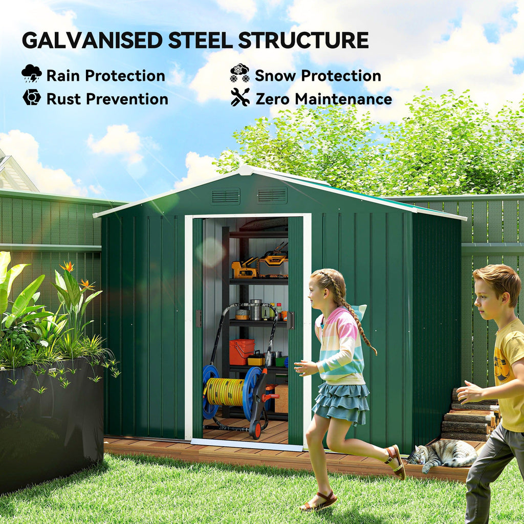 Large Garden Storage Shed, 7.7 x 5.7 with Ventilation Slots and Sliding Doors for Gardeners Outsunny