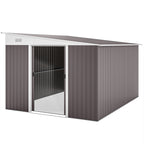 11.3 x 9.2ft Lean to Metal Garden Shed, Outdoor Galvanised Tool Storage House with Double Sliding Doors and 2 Air Vents