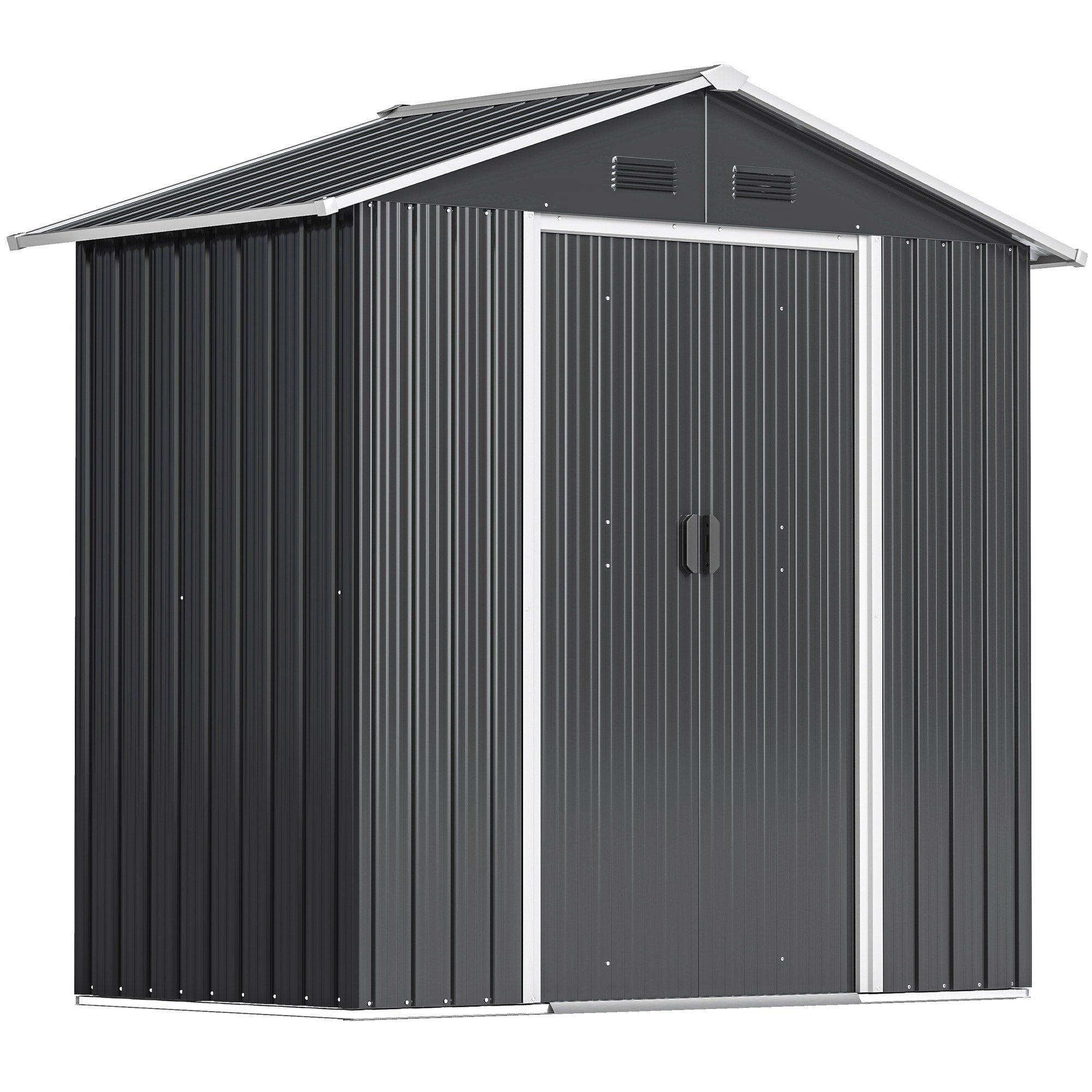 6.5x3.5ft Metal Garden Storage Shed for Outdoor Tool Storage with Double Sliding Doors and 4 Vents Outsunny