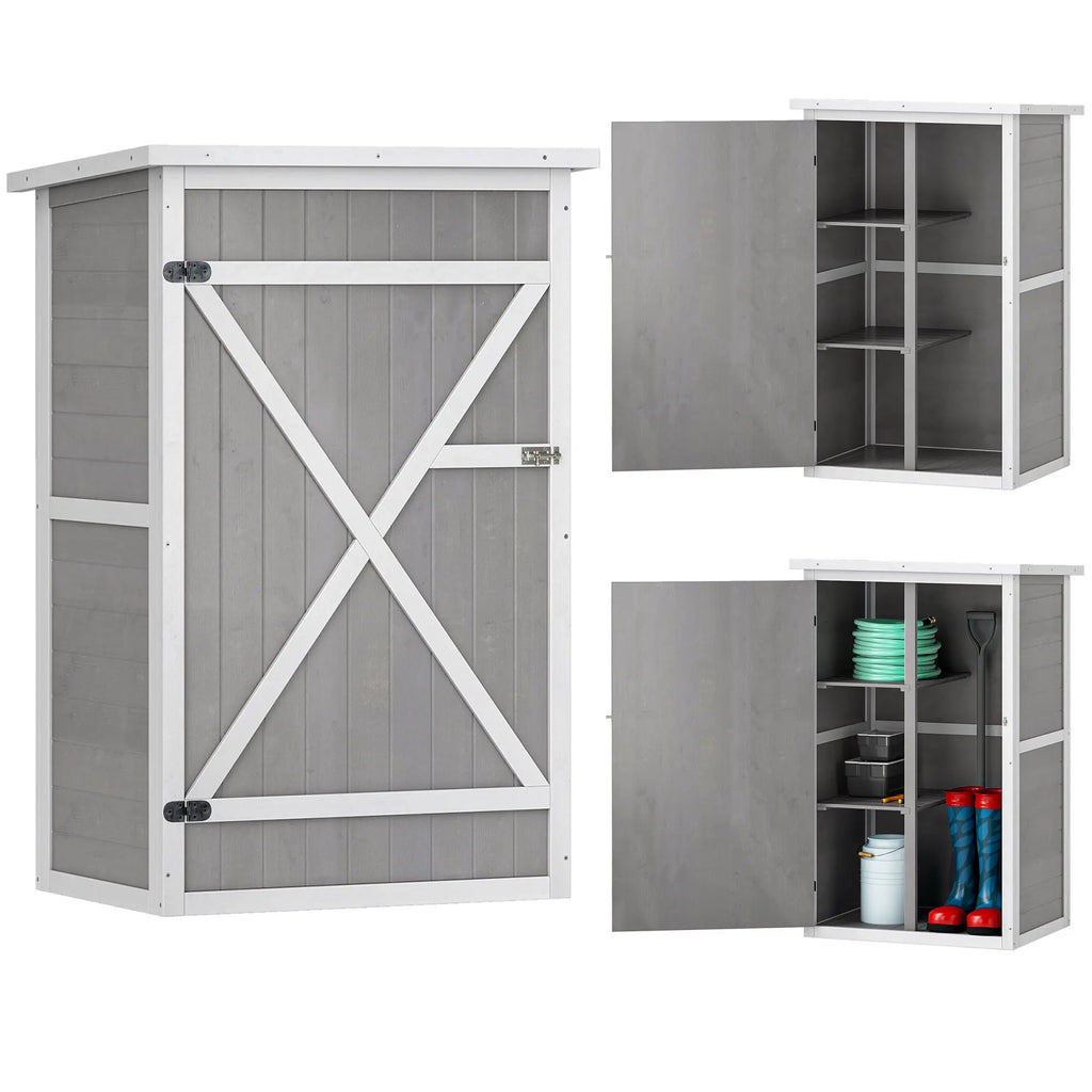 Wooden Small Shed, Garden Storage Shed with Shelves and Bolt Latch, 75L x 56W x115H cm Outsunny