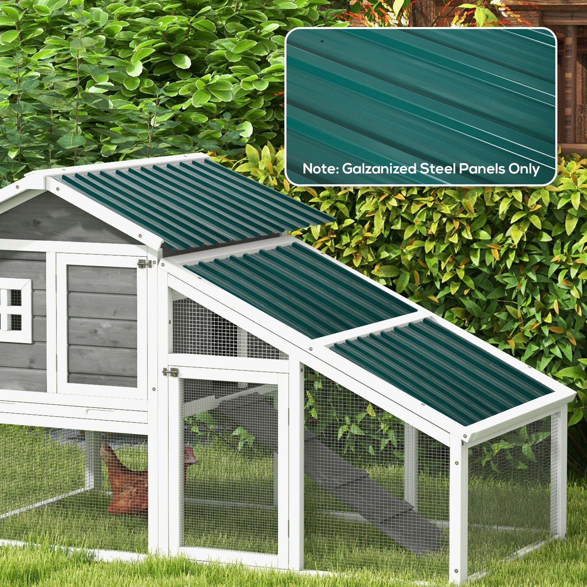 Corrugated Roofing Sheets, Pack of 24, Galvanised Metal Roofing Sheets for Greenhouse, Garage, Storage Shed, Carport, 129 x 45cm, Green Outsunny