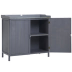 Garden Storage Cabinet, Outdoor Tool Shed, Potting Bench Table with Galvanized Top and Two Shelves for Yard Tools or Pool Accessories Outsunny
