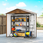 6.5 x 3.5ft Metal Garden Storage Shed - Brown Wood Effect Outsunny