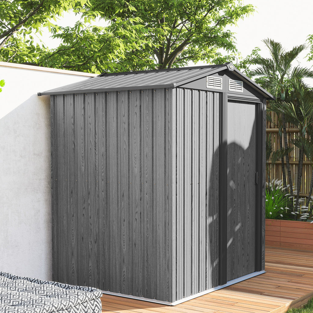 4.3 x 5ft Outdoor Garden Storage Shed Wood Effect Outsunny