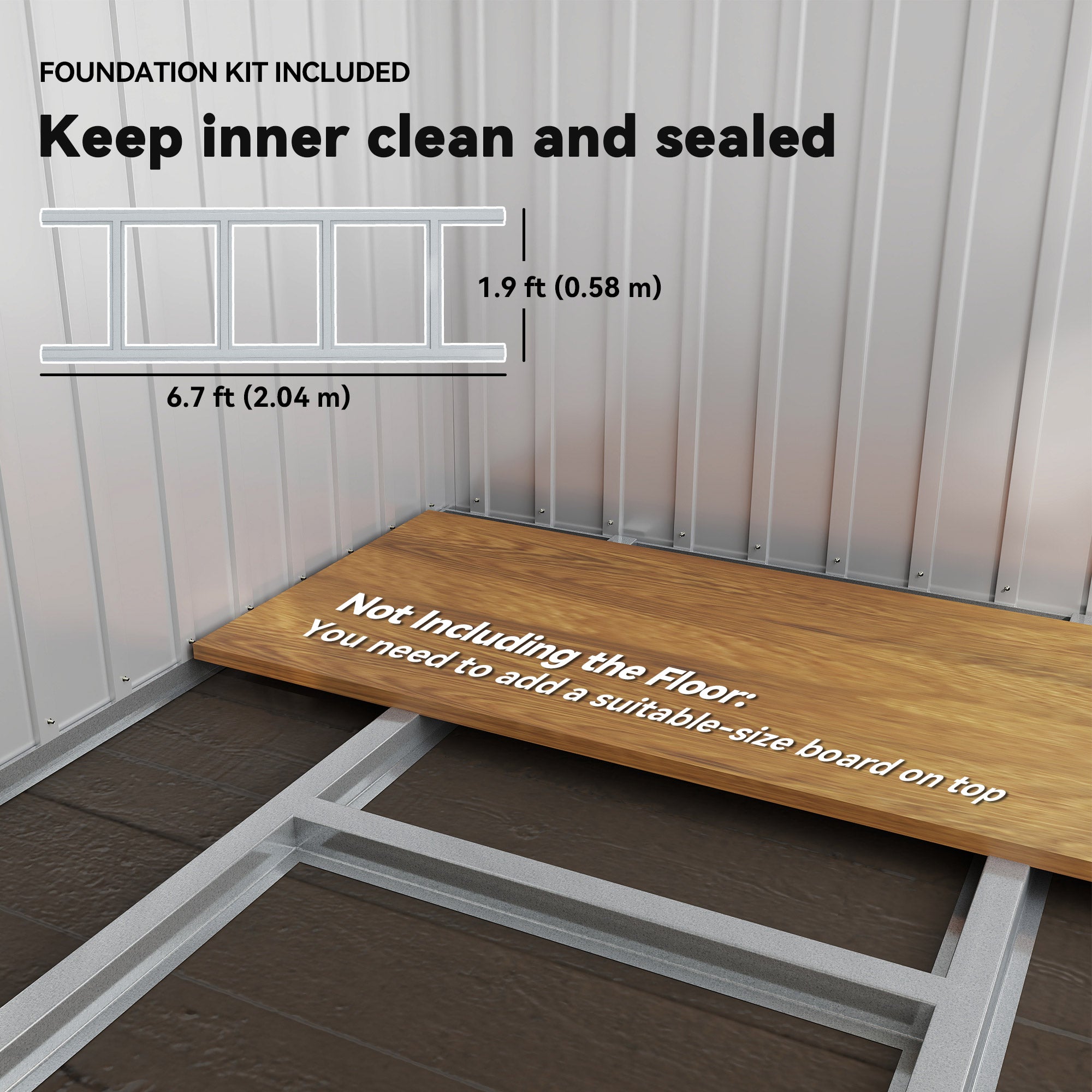 7 x 4ft Galvanised Steel Garden Shed, with Lock and Gloves Outsunny