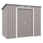 7 x 4 Garden Shed, Galvanised Steel, Metal Lean-to Tool Shed with Foundation Kit Outsunny