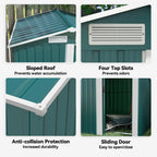 Garden Metal Tool Storage Shed with Sliding Door, Sloped Roof and Floor Foundation, 152 x 132 x 188cm Outsunny