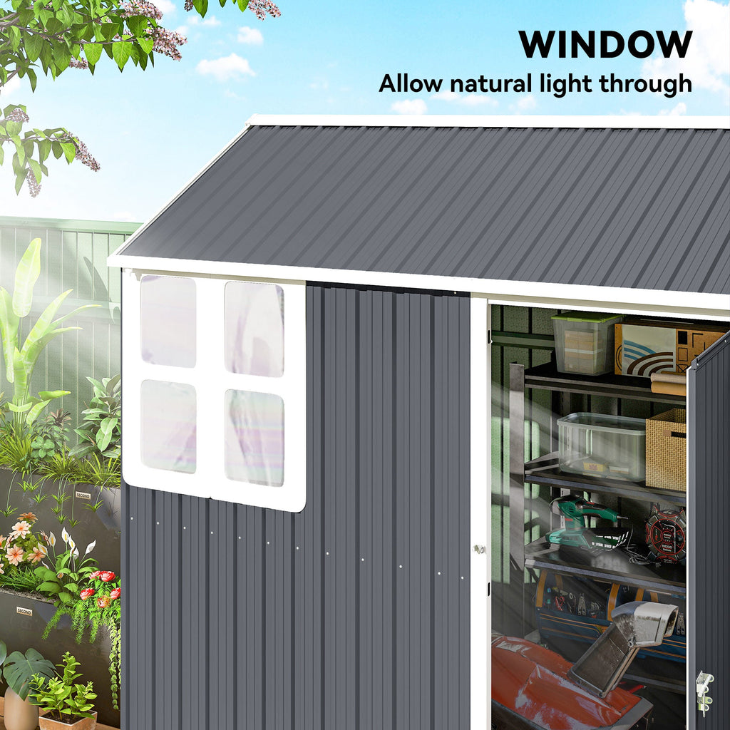 7 x 6ft Galvanised Garden Shed, with Latch Outsunny