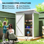 Metal Garden Shed, Outdoor Lean-to Shed for Tool Motor Bike, with Adjustable Shelf, Lock, Gloves, 5'x3'x6' Outsunny