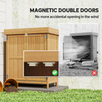 Small Shed, Wooden Garden Shed with Openable Hinged Roof and Removable Shelf, Outdoor Tool Storage Cabinet Chest with Double Doors, 74 x 43 x 88 cm, Natural Wood Finish Outsunny