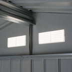 9 x 6FT Outdoor Garden Roofed Metal Storage Shed Tool Box with Foundation Ventilation & Doors Light Outsunny