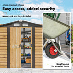 7 x 4ft Garden Shed, Easy to Assemble, Upgraded Galvanised Steel Frame with Foundation Kit, Double Doors with Lock, Outdoor Metal Shed with Vents and Gloves, Garden Storage Shed, Natural Outsunny