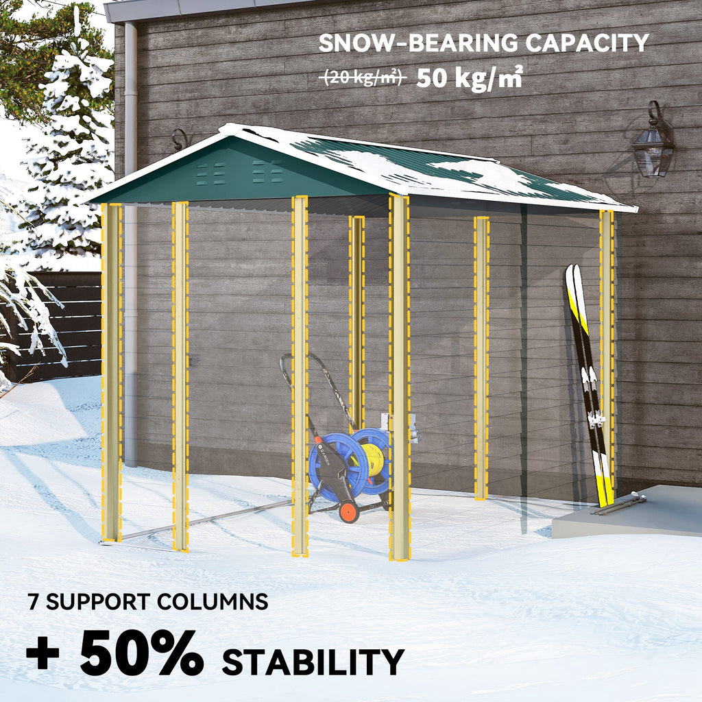 9x 6FT Metal Outdoor Garden Shed, Galvanised Tool Storage Shed w/ Sloped Roof, Lockable Door for Patio Lawn, Green Outsunny