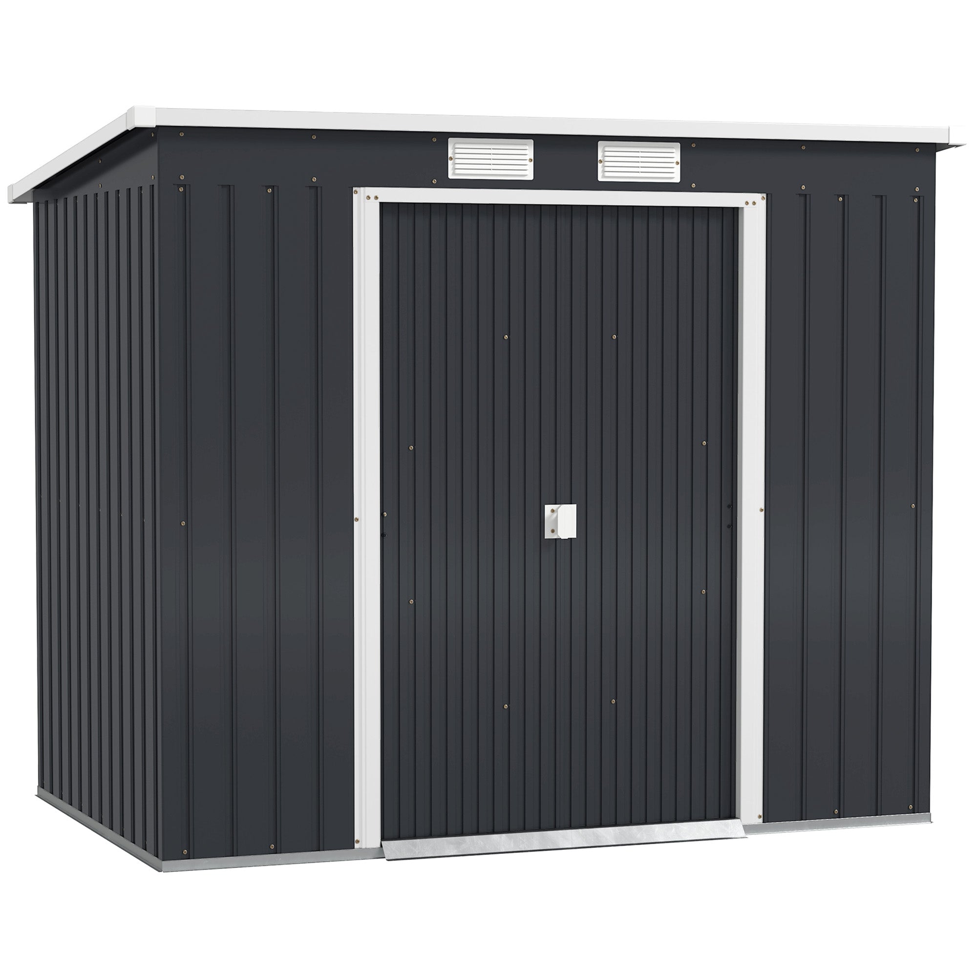 7 x 4ft Galvanised Steel Garden Shed, with Foundation Kit Outsunny