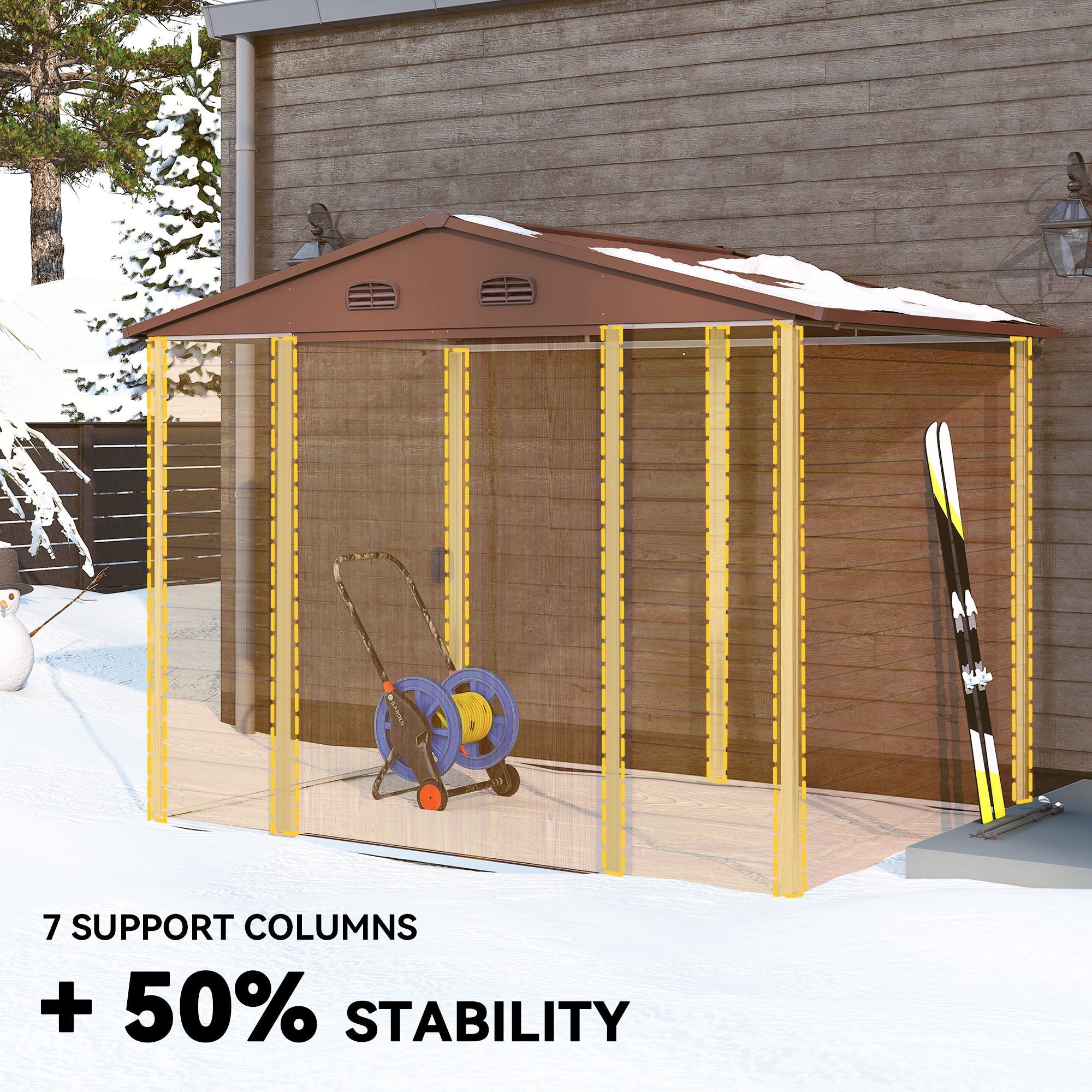 9 x 6ft Metal Garden Shed, House Hut Gardening Tool Storage with Ventilations, Sliding Door, Sloped Roof for Garden, Patio Outsunny