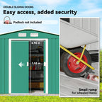 9 x 6ft Metal Garden Shed, Outdoor Storage Tool House with Ventilation Slots, Foundation Kit and Lockable Double Doors, Green Outsunny
