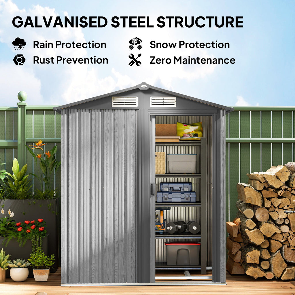 4.3 x 5ft Outdoor Garden Storage Shed Wood Effect Outsunny
