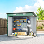 7 x 4ft Outdoor Storage Shed with Foundation Kit, Lean to Metal Garden Shed for Log, Rubbish Bin, Tool, Lawnmower, Bike, Patio and Lawn Use Outsunny
