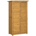 Wooden Garden Storage Shed, Compact Utility Sentry Unit, 3-Tier Shelves Tool Cabinet Organizer with Asphalt Roof and Shutter Design, 87cm x 47cm x 160cm Outsunny