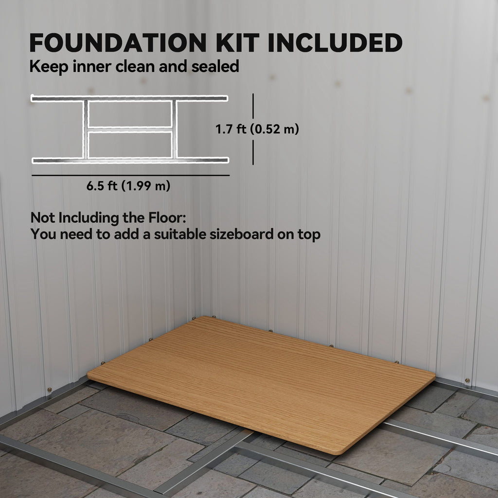 7 x 4ft Galvanised Steel Garden Shed, with Foundation Kit Outsunny