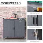 Garden Storage Cabinet, Outdoor Tool Shed, Potting Bench Table with Galvanized Top and Two Shelves for Yard Tools or Pool Accessories Outsunny